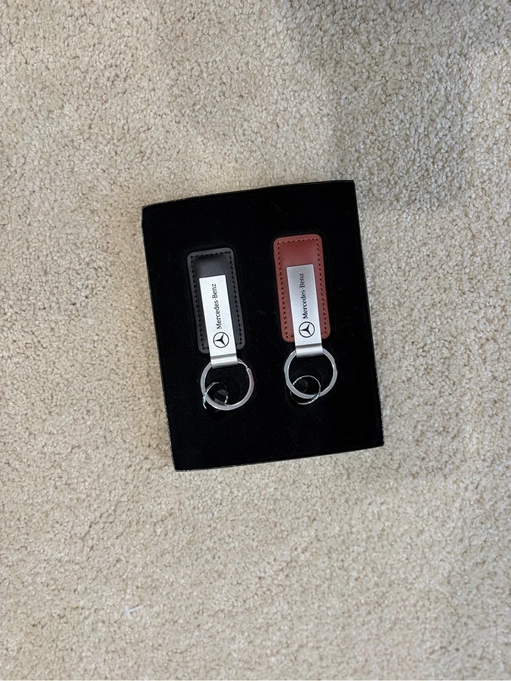 Mercedes Leather Key Fob Set - Black & Brown